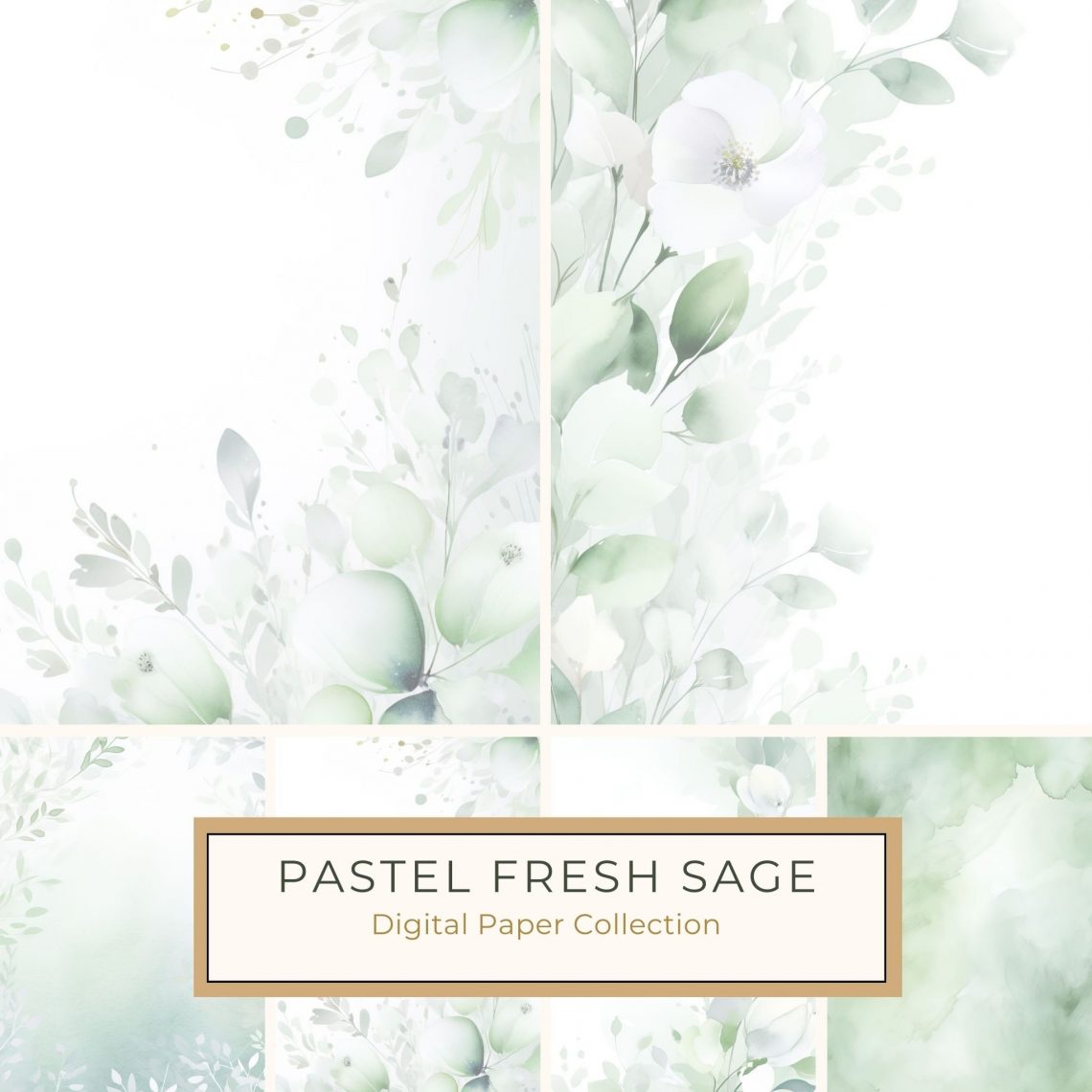 Elegant Watercolor Greenery Digital Paper - Soft and Minimalist Leaf Design, watercolor greenery, digital paper, leaf design, scrapbooking materials, DIY craft supplies,1506650198