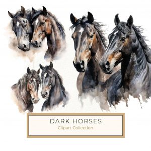 Elegant Watercolor Horse Pair Illustration - Rustic Farmhouse Decor and Crafting, watercolor horses, rustic animal art, farmhouse decor, horse illustration, equestrian clipart,1646109654